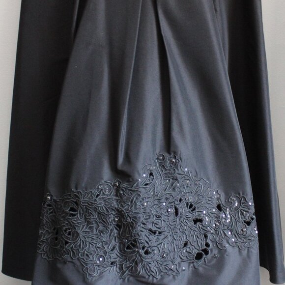 Patra Black Beaded Sequined Formal Cocktail A-Line Tea Cup Midi Dress Size 12 - Picture 6 of 6